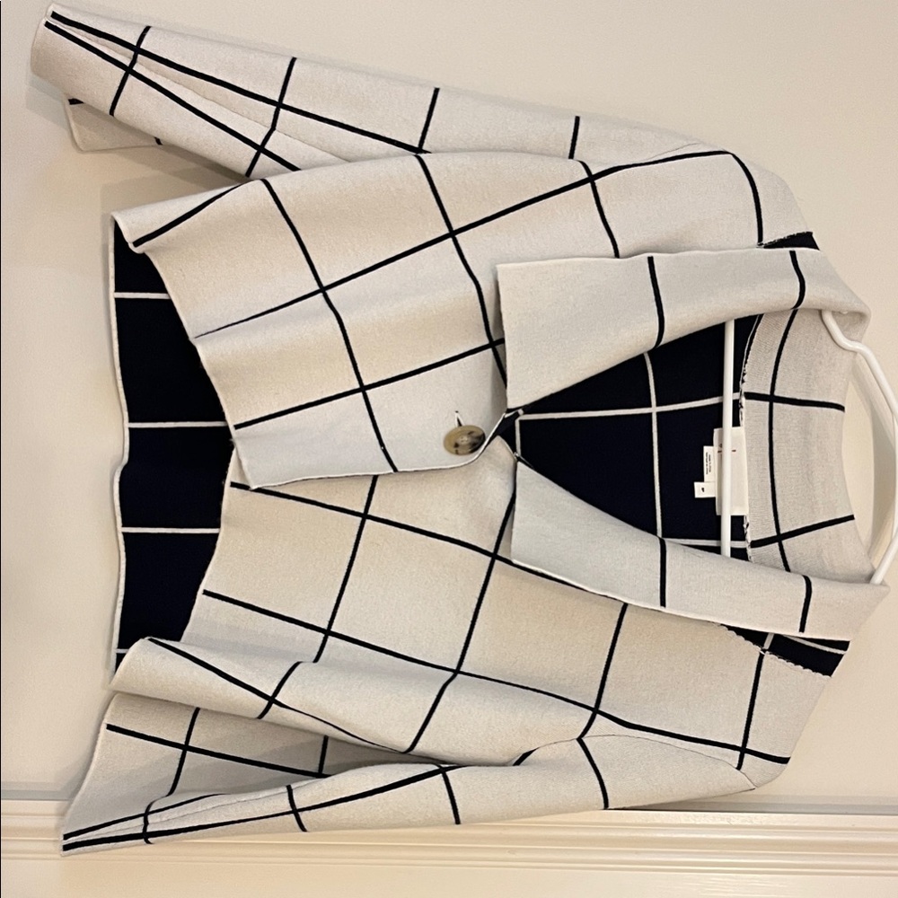 Anthropologie Black and White Grid Blazer